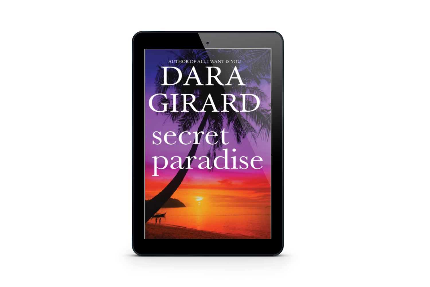 E-reader displaying the cover of 'Secret Paradise' by Dara Girard on a white background
